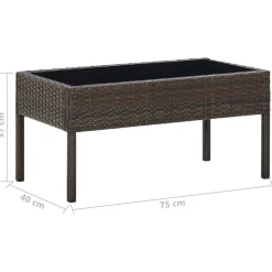 Table de jardin Marron 75x40x37 cm Resine tressee