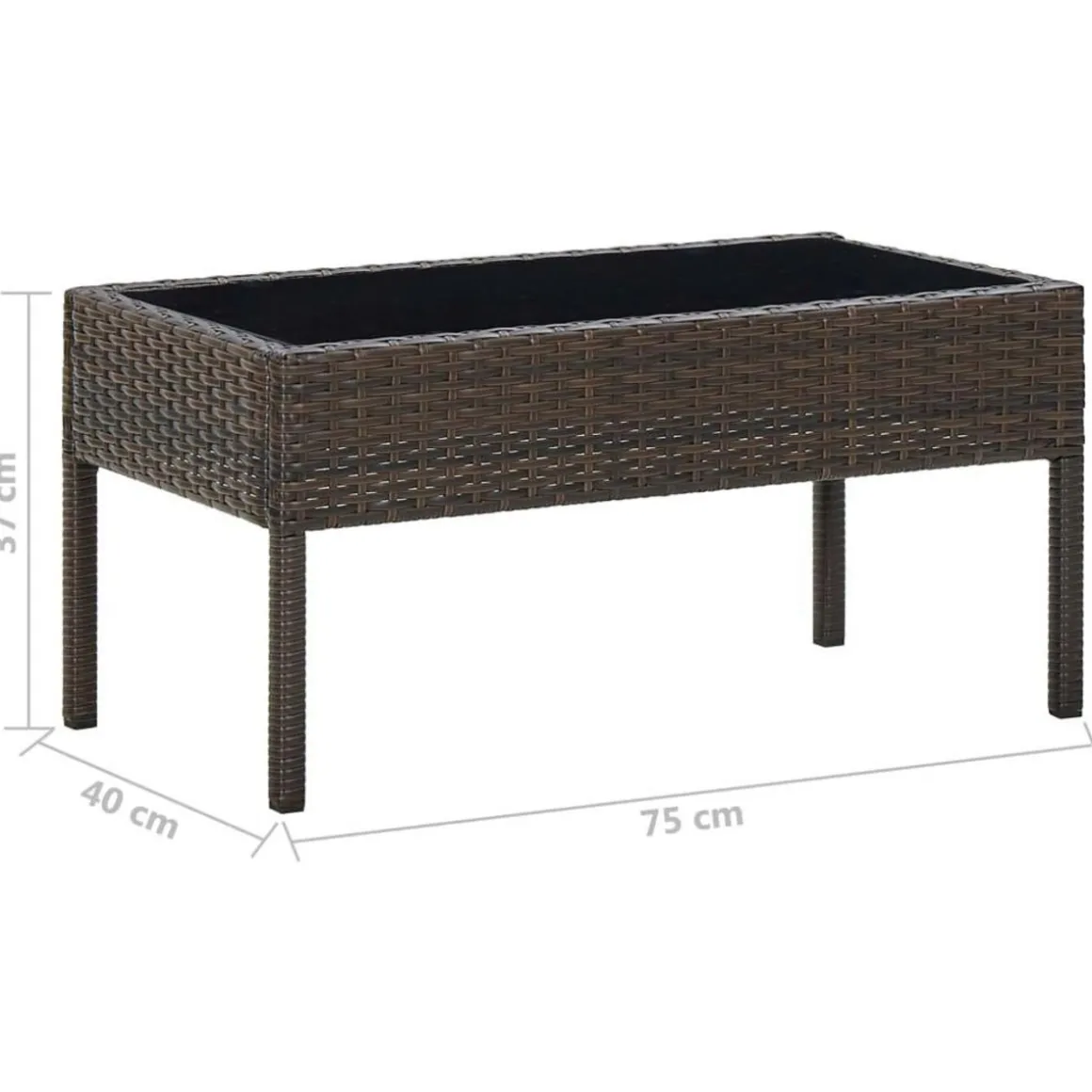 Table de jardin Marron 75x40x37 cm Resine tressee