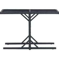 Table de jardin Noir 110x53x72 cm Verre et resine tressee