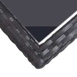 Table de jardin Noir 110x53x72 cm Verre et resine tressee