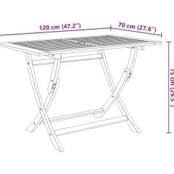 Table de jardin pliable 120x70x75 cm Bois d'acacia massif