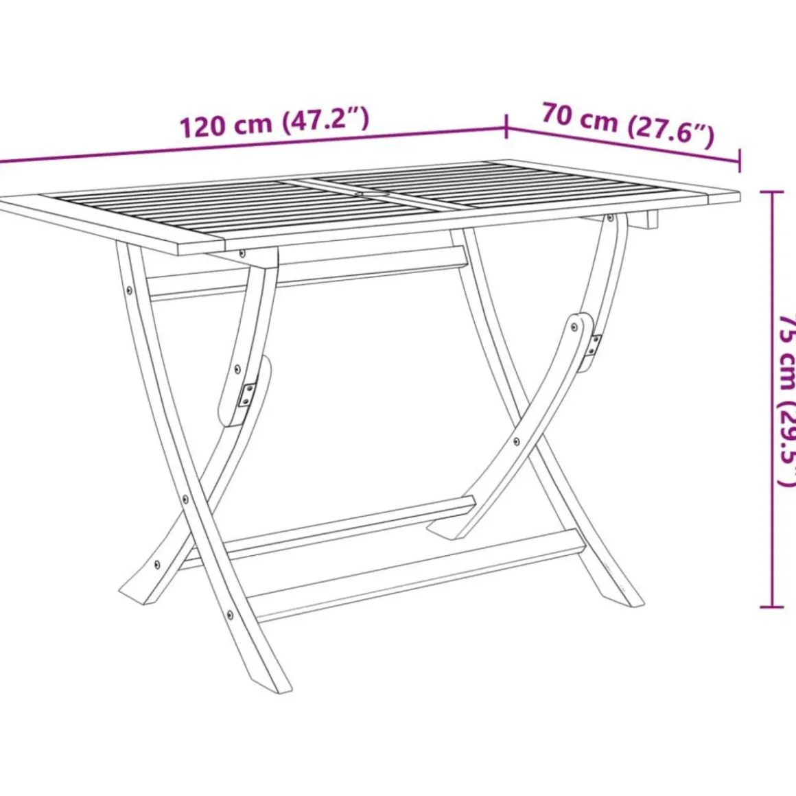 Table de jardin pliable 120x70x75 cm Bois d'acacia massif