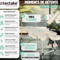 Table de massage 2 zones avec rouleaux de massage