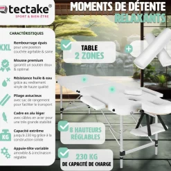 Table de massage 2 zones avec rouleaux de massage