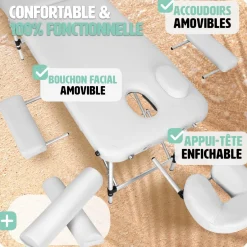 Table de massage 2 zones avec rouleaux de massage