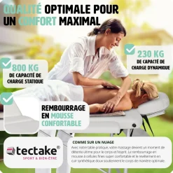 Table de massage 2 zones avec rouleaux de massage