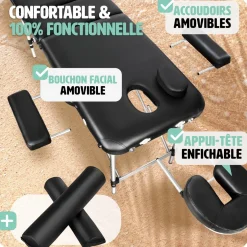 Table de massage 2 zones avec rouleaux de massage