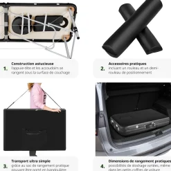 Table de massage 2 zones avec rouleaux de massage