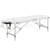 Table de massage pliable 3 zones hauteur réglable dim. 215L x 60l x 61-84H cm alu. synthétique PVC blanc