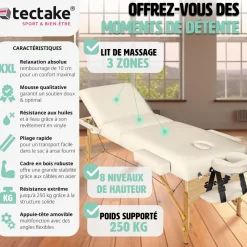 Table de massage pliante 3 Zones - 10 cm d'épaisseur + housse