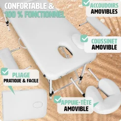 Table de massage Pliante 2 Zones Aluminium Portable + Housse