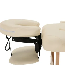 Table de massage pliante lit table de beauté 2 zones portable sac de tranport inclus hauteur réglable dim. 182L x 60l x 61-87H cm bois massif revêtement synthétique crème