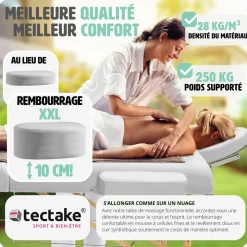 Table de massage pliante 3 Zones - 10 cm d'épaisseur + housse