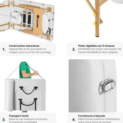 Table de massage pliante 3 Zones - 10 cm d'épaisseur + housse