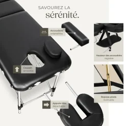 Table de massage pliante à 3 zones