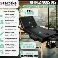 Table de massage Somwang 3 zones avec rembourrage de 7,5cm et châssis en bois