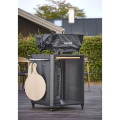 Table d'extérieur pour four à pizza - Planche à découper en acier inoxydable - Noir