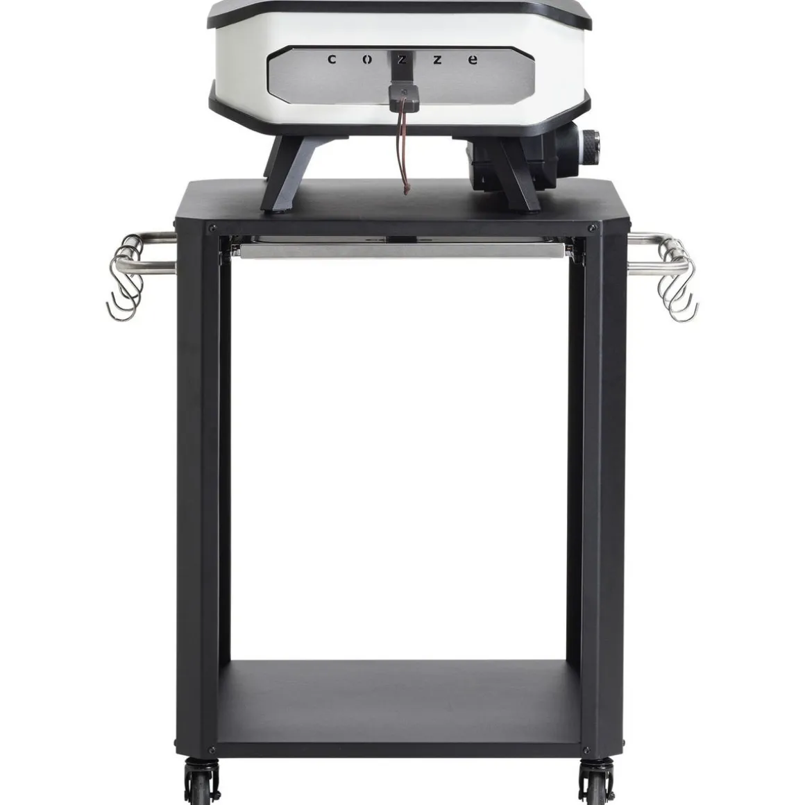 Table d'extérieur pour four à pizza - Planche à découper en acier inoxydable - Noir