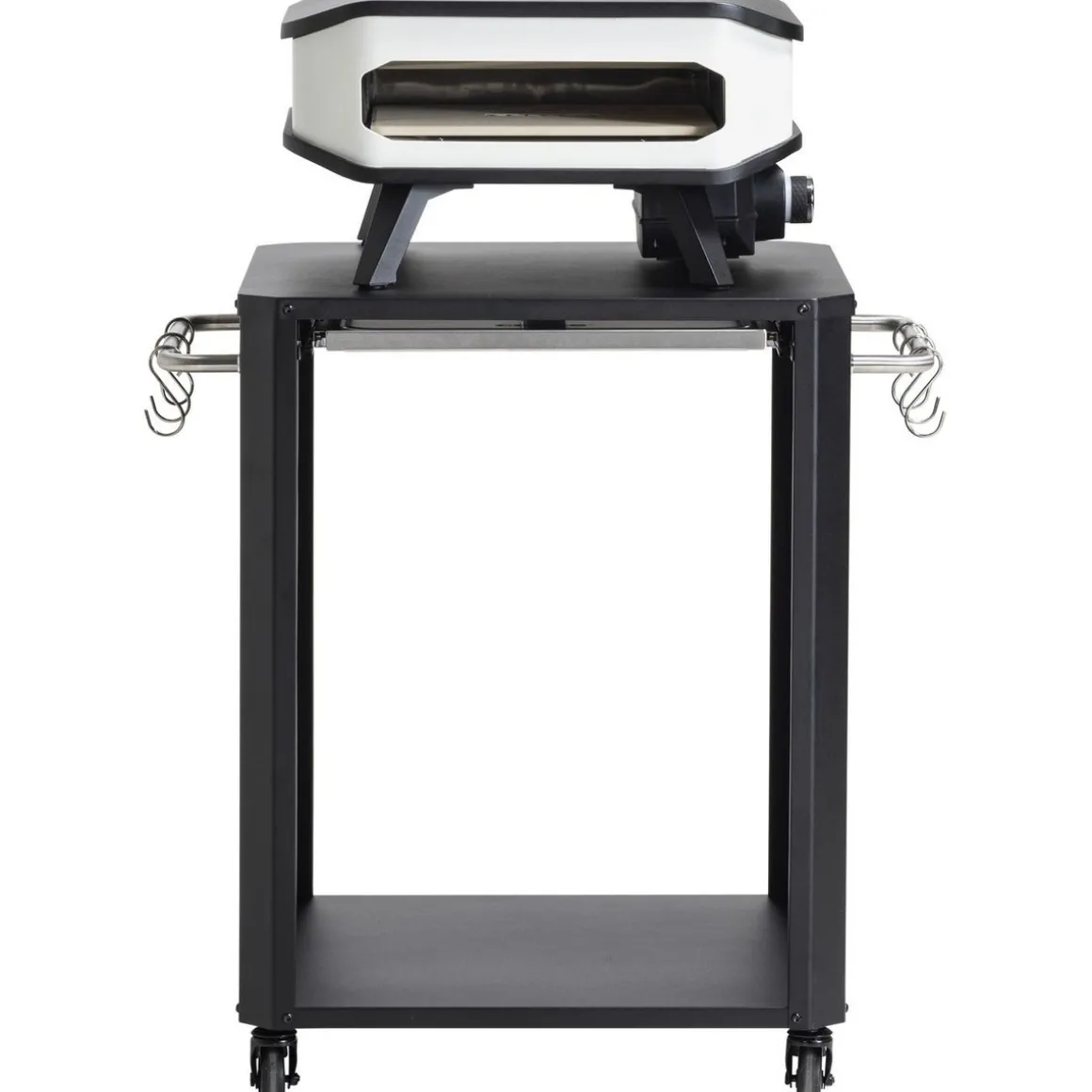 Table d'extérieur pour four à pizza - Planche à découper en acier inoxydable - Noir