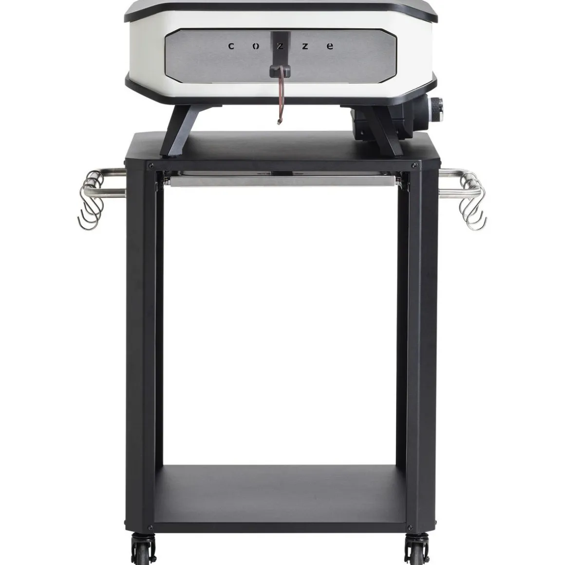 Table d'extérieur pour four à pizza - Planche à découper en acier inoxydable - Noir