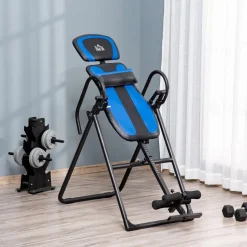 Table d'inversion pliable réglable antidérapante charge max. 110 Kg acier synthétique bleu noir