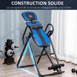 Table d'inversion pliable réglable antidérapante charge max. 110 Kg acier synthétique bleu noir