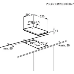 Table domino verre gaz 30cm 3900w noir - egc3322nvk
