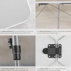 Table pliante hauteur ajustable