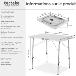 Table pliante hauteur ajustable