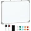 Tableau blanc aimanté magnétique dim. 60L x 45H cm nombreux accessoires inclus cadre aluminium
