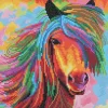 Tableau Crystal Art à diamanter - Cheval coloré - 30 x 30 cm