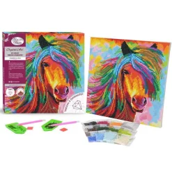 Tableau Crystal Art à diamanter - Cheval coloré - 30 x 30 cm