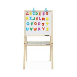 Tableau double face en bois pour enfant. craie et tableau blanc avec accessoires fournis
