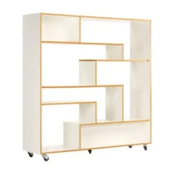 Étagère Bibliothèque Design Southbury 143cm Chêne & Blanc
