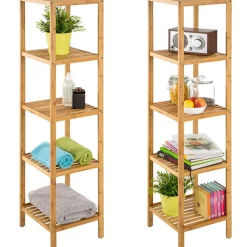 Étagère en Bambou 5 niveaux 33x33x141cm