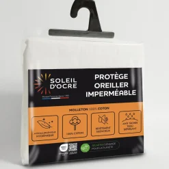 Taie protège oreiller coton MOLLETON imperméable, par Soleil d'ocre
