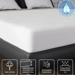 Taie protège oreiller coton MOLLETON imperméable, par Soleil d'ocre