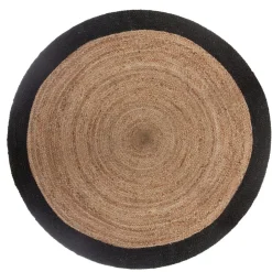 Tapis déco rond en jute bord coloré diamètre 120 cm