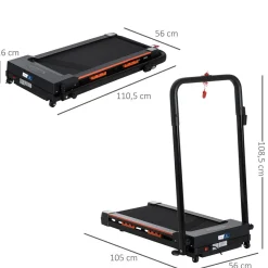 Tapis de course pliable - tapis de marche 6 Km/h max. 370 W - collaboration Aosom.fr x FFHandball - orange noir