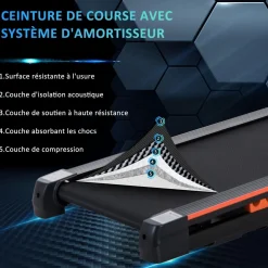 Tapis de course pliable - tapis de marche 6 Km/h max. 370 W - collaboration Aosom.fr x FFHandball - orange noir