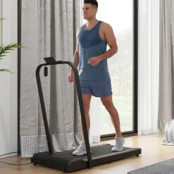 Tapis de marche électrique pliable 1800W - V. max. 6Km/h - écran LED multifonction, télécommande, support iPad - orange noir