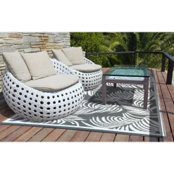 Tapis extérieur - 120x180cm - Blanc et gris - HAWAI