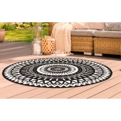 Tapis extérieur rond - 150cm - Noir - MAORI