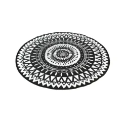 Tapis extérieur rond - 150cm - Noir - MAORI