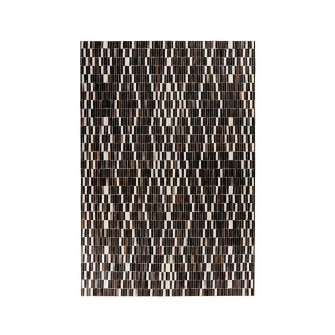 Tapis Fait Main en Cuir Lavin Noir & Blanc