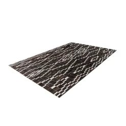 Tapis Fait Main en Cuir Lavin Noir & Blanc