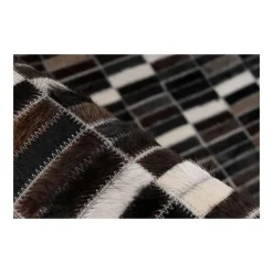 Tapis Fait Main en Cuir Lavin Noir & Blanc