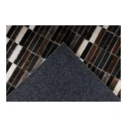 Tapis Fait Main en Cuir Lavin Noir & Blanc