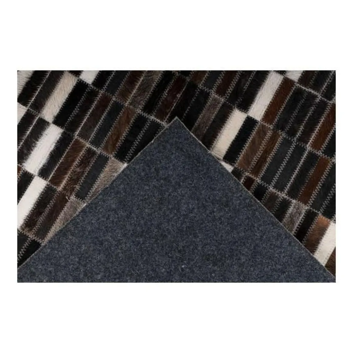 Tapis Fait Main en Cuir Lavin Noir & Blanc