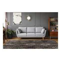 Tapis Fait Main en Cuir Lavin Noir & Blanc